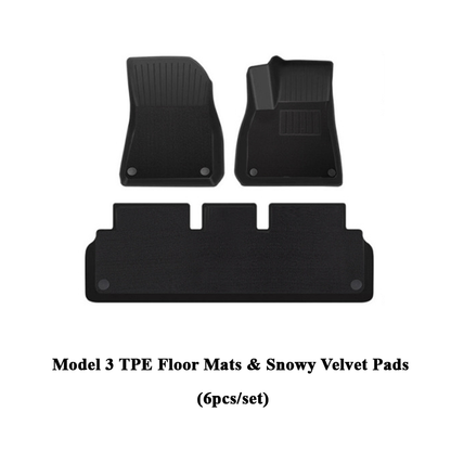 Tesla Model 3/Y TPE Floor Mats Premium All Weather Anti-Slip Waterproof Floor Liners