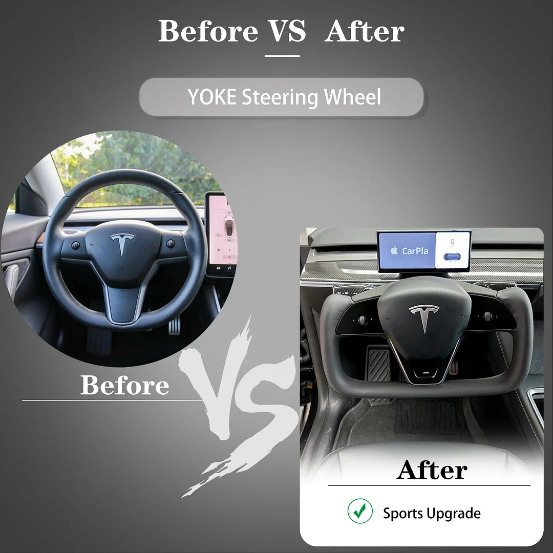 Tesla Model 3/Y Yoke Steering Wheel Inspired Designed by Model X/S Plaid Yoke Style