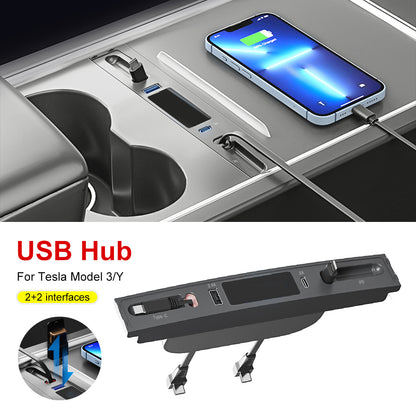 Tesla Model 3/Y Center Console  USB Hub Docking Station Smart Sensor