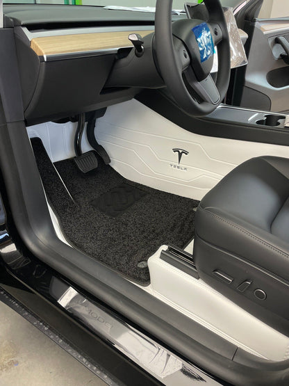 Tesla Model 3/Y Full Coverage Leather Floor Mats All-weather Anti-slip Waterproof Soft Surround Floor Liners