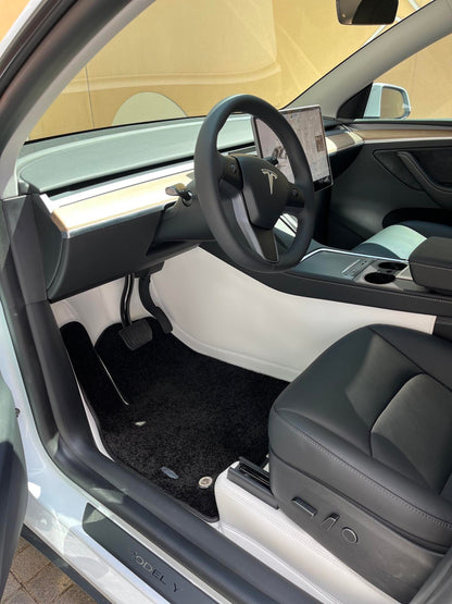 Tesla Model 3/Y Full Coverage Leather Floor Mats All-weather Anti-slip Waterproof Soft Surround Floor Liners