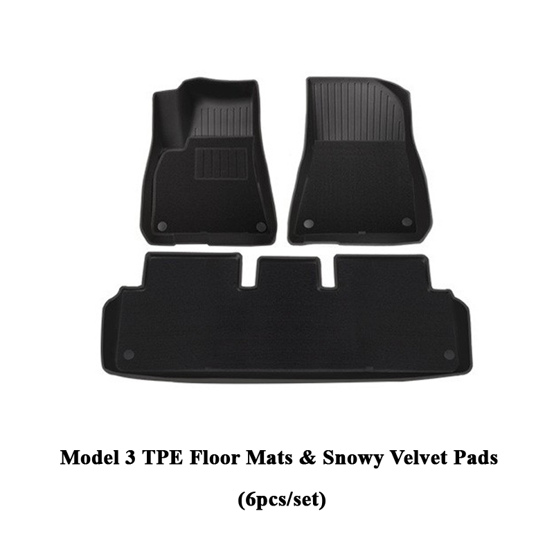 Tesla Model 3/Y TPE Floor Mats Premium All Weather Anti-Slip Waterproof Floor Liners