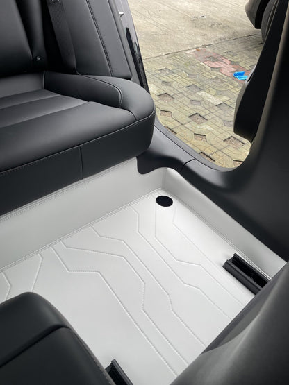 Tesla Model 3/Y Full Coverage Leather Floor Mats All-weather Anti-slip Waterproof Soft Surround Floor Liners